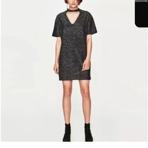 Zara Black Mini Dress with Choker Accent